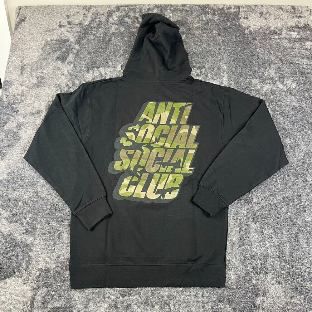 Anti Social Social Club ASSC Plain Sight Camo Black Hoodie Sweatshirt Mens M NWT